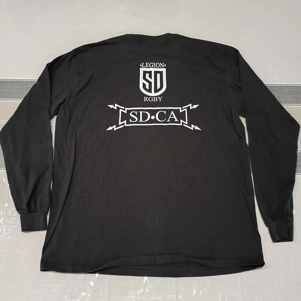 San Diego Legion Rugby Long Sleeve Black Cotton Shirt - Picture 4 of 5